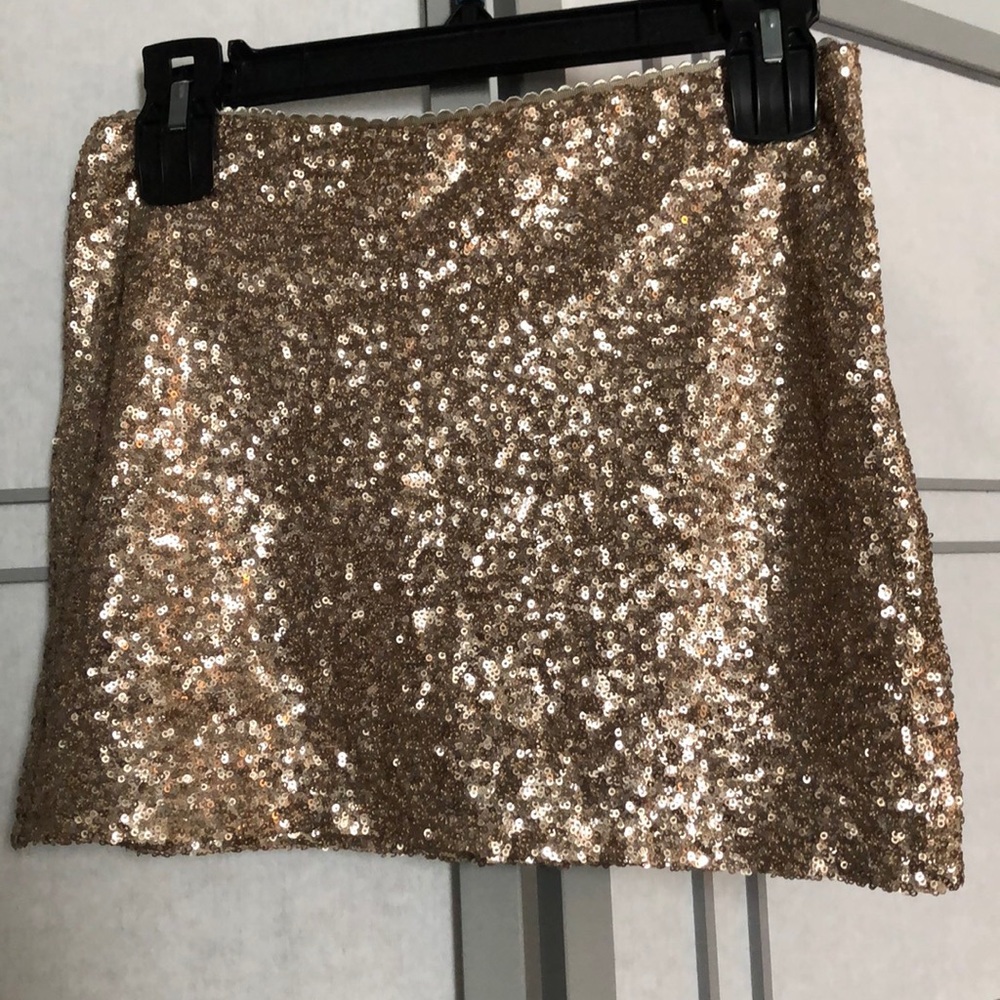 Gold sequin mini skirt